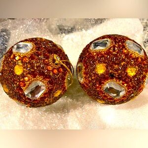 Rare Pottery Barn Jeweled Mirror Christmas Tree Ornaments, Set of Two (2), 3”D